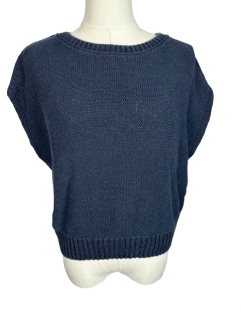 LOFT Navy Boxy Crewneck Sweater Shell Size M